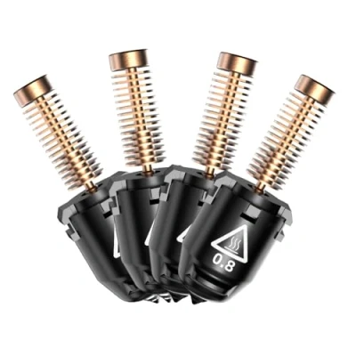 Image de FLASHFORGE Série AD5M Lot de buses, débit élevé 32 mm3/s, chauffage rapide 35S 200 ℃, 3S à dégagement buse en cuivre 0,25/0,4 mm et acier trempé 0,6/0,8
