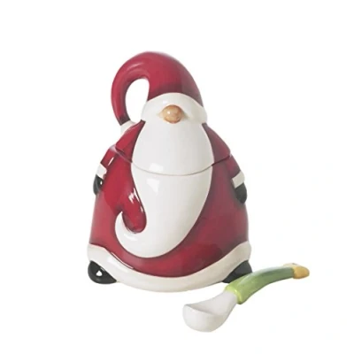 Image de Excelsa Sucrier Père Noël, céramique, Rouge, 8,5 x 11 cm