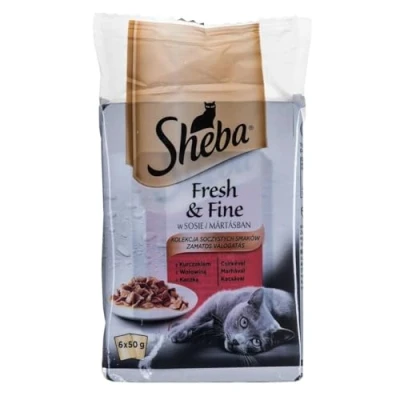 Image de Sheba Fresh Fine Sachet Nourriture humide pour chat en sauce au poulet et bœuf 36 sachets de 6 x (6 50 g)
