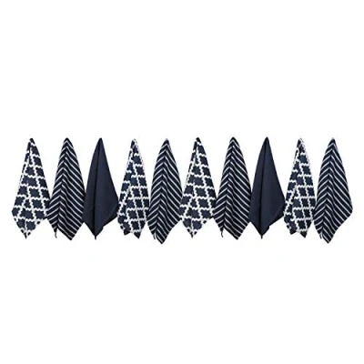 Image de Penguin Home® Ensemble de 10 Serviettes en Coton 100% Doux Durable Élégant Motif Marine avec Plusieurs Motifs Lavable Machine 65 x 45 cm