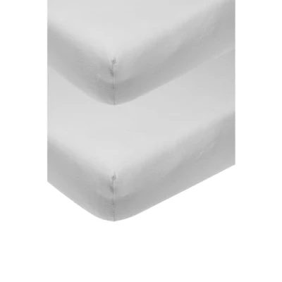 Image de Meyco Baby Uni Drap de lit 2 pièces (Drap avec qualité Jersey Doux, 100% Coton, Ajustement Parfait grâce à l&#039;élastique Tout Autour, Taille : 70 x 140 cm), Gris Clair