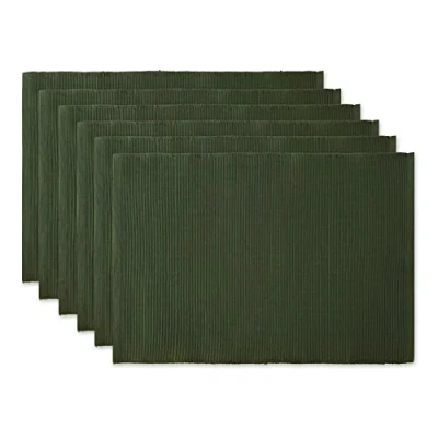 Image de DII Basic Everyday Lot de 6 Sets Table côtelés 100% Coton 33 x 48 cm Vert foncé