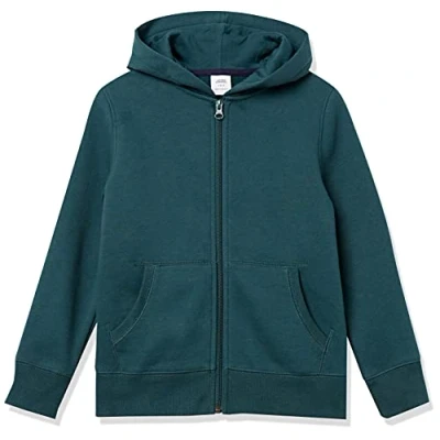 Image de Amazon Essentials Sweatshirts à Capuche en Polaire avec Fermeture Éclair Garçon, Vert Foncé, 2 Ans