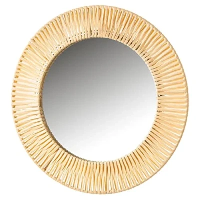 Image de LOLAhome Miroir tressé en rotin naturel et métal Ø 37 cm