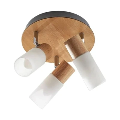 Image de LED Spot Christoph à intensité variable (Traditionnel) en Marron Bois e. a. pour Chambre coucher (à 3 lampes, E14), Lampe encastrable, plafonnier, applique