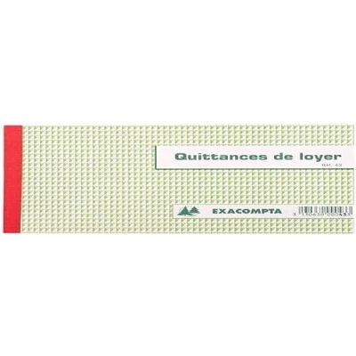 Image de Exacompta Réf. 43AE 1 Manifold QUITTANCES DE LOYER 50 feuillets numérotés et autocopiants en 3 exemplaires (1 original + 2 copies) format 125 x 21 mm certifié FSC fabriqué France