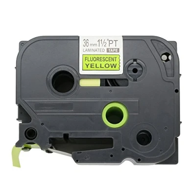 Image de BROVACS Ruban d&#039;étiquettes noir sur jaune fluo compatible avec Brother P Touch TZ C61 TZe 36 mm OPA1336