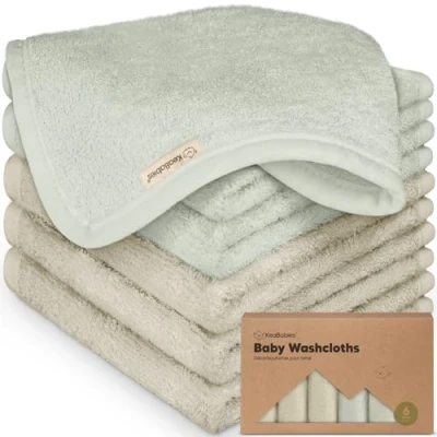 Image de 6 Pack Lingettes de Bébé en Bambou Bio Douces Bambou, Bio, Enfants, Serviettes Bébé, Molleton, Serviette pour le Visage (Stone/Dove)