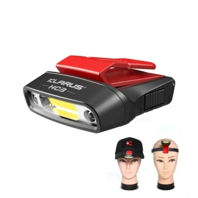 Image de klarus HC3 Clip Rechargeable LED phare rotatif casquette à bille visière lumière mains libres avec rouge pour la pêche en cours d&#039;exécution Camping lecture travail(USB C)