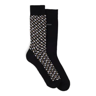 Image de BOSS Hommes 2P RS Monogram CC Lot de deux paires chaussettes mi mollet en coton mélangé