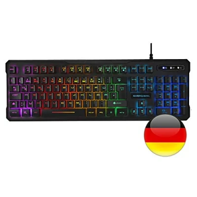 Image de Mars Gaming MK218, Clavier Gamer RGB H Mech, 9 Effets RGB, Layout Allemande