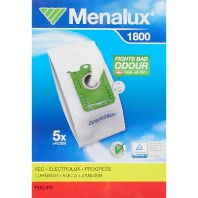 Image de Menalux 1800 Lot de 5 sacs d&#039;aspirateur Duraflow Fresh avec anti odeur pour s bag, UltraSilencer, ClassicSilence, ASP 71, APF 61, Essensio, ErgoClassic, US, ACS, AEO, AP