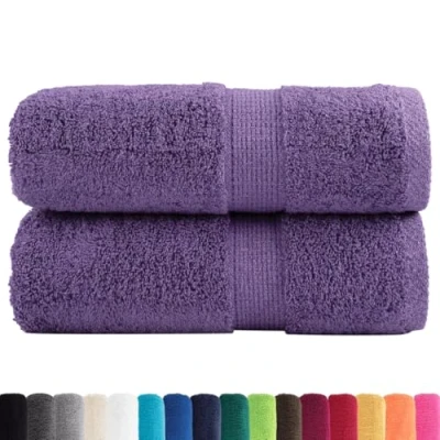 Image de vidaXL Serviettes d&#039;invité de Qualité Supérieure 2 pcs, Draps Bain, Essuie Mains, Serviette Visage Salle Violet 600g/m²