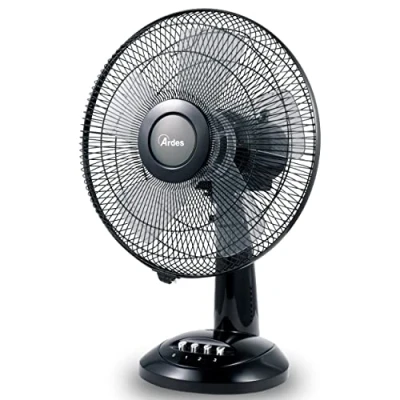Image de Ardes AR5S31 Ventilateur de table 30 cm Modèle Penny 5 Pales Oscillant avec inclinaison réglable 3 vitesses Silencieux Total Black