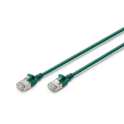 Image de DIGITUS Câble LAN Cat 6A 3 m Version Slim AWG 32/7 10 Gbit/s réseau RJ45 F/FTP PoE+ LSZH Compatible avec 7, 6, 5e Vert