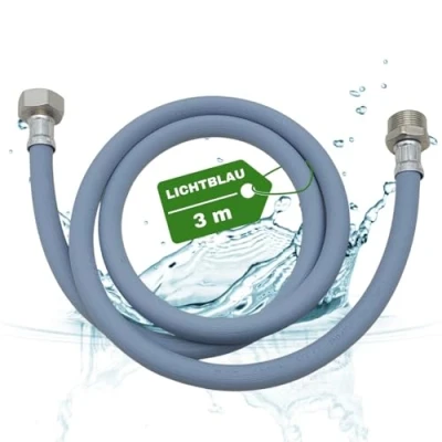Image de LICHTBLAU Rallonge de tuyau d&#039;alimentation avec filetage métallique I 3,0 m Raccord pour machine à laver et lave vaisselle 3/4&quot;