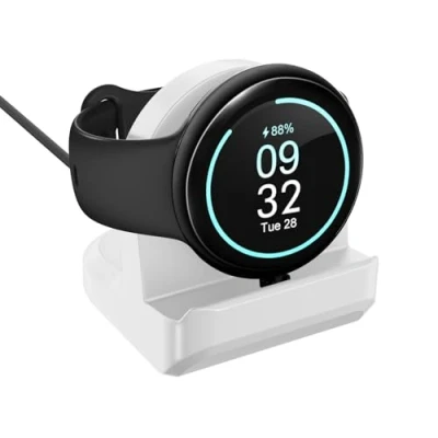 Image de TiMOVO Support en Silicone Compatible avec Chargeur Google Pixel Watch 3/Pixel 2/Fitbit Ace LTE, Stands de Base, Charge Vertical Fente Gestion des Câbles, Blanc