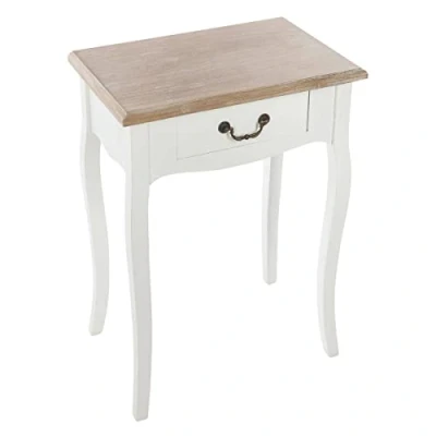 Image de ATMOSPHERA CREATEUR D&#039;INTERIEUR ATM23 114516A AC Déco Table de Chevet Chrysa L 47 Blanc, Bois, L.47 x l. 30 H.65 cm