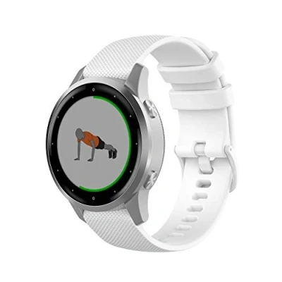 Image de Yikamosi Compatible avec Garmin Vivoactive 4S Bracelet,18MM Slibération Rapide Silicone Souple Fermoir en acier inoxydable Remplacement Bracelet pour 4S/Vivomove 3S,Blanc