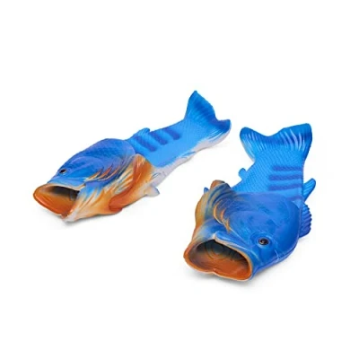 Image de Coddies Sandales Poisson Les Originaux Cadeau Sympa, Unisexes, Pantoufles Poisson, Chaussures de Piscine, Plage et Douche Hommes Femmes (38/39 EU, Bleu)