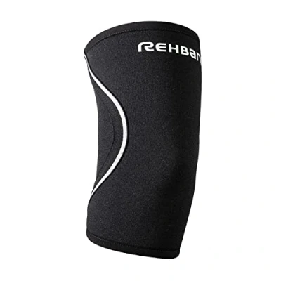 Image de Rehband Coudière, 1 pièce, bandage de coude en néoprène 3 mm, la compression du stabilise les muscles et articulations, Couleur:Noir, Taille:XS