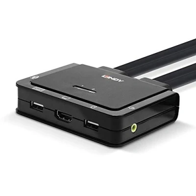 Image de LINDY Switch KVM 2 Ports HDMI 18G, USB Type C, 2.0 &amp; Audio avec câbles
