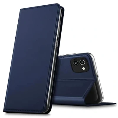 Image de Verco Etui pour Samsung Galaxy A03, Coque Pochette Portefeuille Housse A03 avec Magnétique Fonction Wallet Bleu