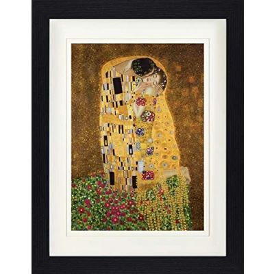 Image de 1art1 Gustav Klimt Poster Le Baiser II Affiche Encadrée avec Passe Partout Élégant Images Murales dans Un Cadre Photo 40x30 cm