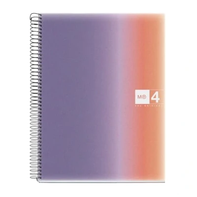 Image de Miquelrius Cahier A4, ligné quadrillé 5 mm, 120 feuilles de 70 g/m², 4 bandes colorées, spirale micro perforée, couverture en polypropylène, trous, Notebook A4 Aurora Provence