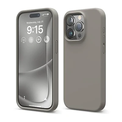 Image de elago Coque en Silicone Liquide Compatible avec iPhone 15 Pro, de qualité supérieure, Protection intégrale [Structure à 4 Couches Anti Choc], Doublure Microfibre Douce