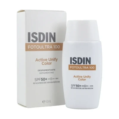 Image de ISDIN FotoUltra 100 Active Unify Fusion Fluid Color SPF50+ (50ml) Éclaircit et unifie le teint de votre peau Aide à réduire les trouble pigmentaires causés par soleil