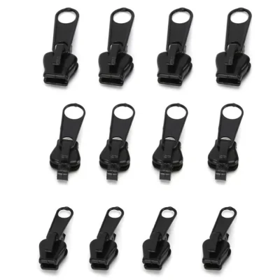 Image de Vvikizy fermeture à glissière universelle Kit de réparation universel tête éclair, 12 pièces, deco lit Argent Noir