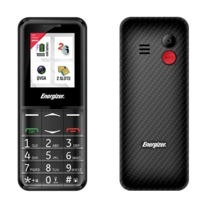 Image de Energizer Téléphone Portable à Clavier Physique Senior Débloqué E4 2G Bouton SOS Batterie 1000 mAh Double Sim (Mini SIM) FM Radio Torche Noir