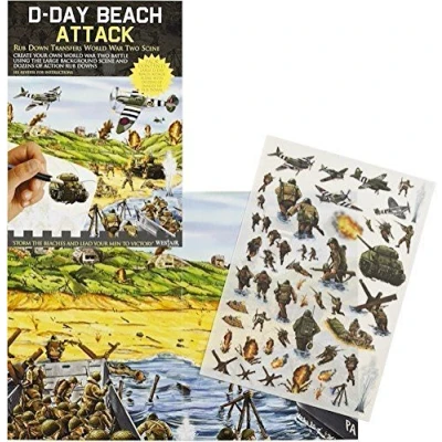Image de D Day Beach Attack Rub Down Transfers World War 2 Battle Scene