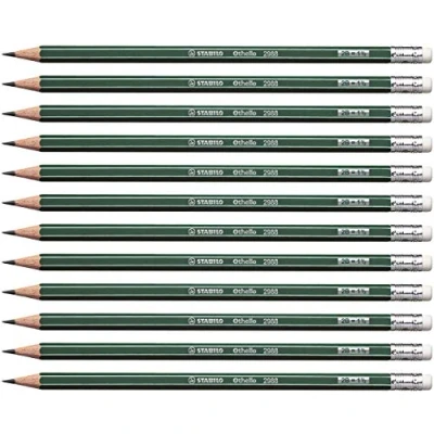 Image de STABILO Othello Lot de 12 crayons graphites 2B avec bout gomme