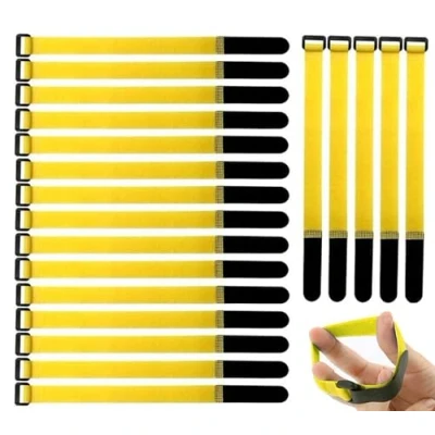 Image de Gebildet Lot de 20 pièce Attaches Câbles Scratch, 2 x30 cm Serres Réutilisables, Attache Câble en Nylon Réglable, Crochet et Boucle (Jaune)