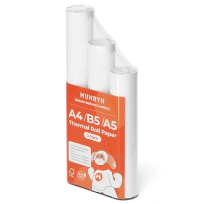 Image de MUNBYN Papier Thermique A4/A5/B5, Compatible avec Imprimante Portable ITP01 ITP02 ITP04 A4, sans BPA, pour Contrat, Photo, Devoirs