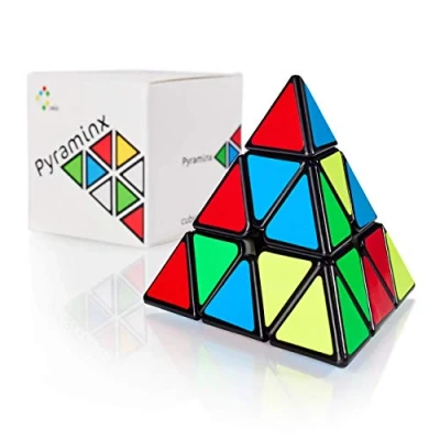 Image de CUBIDI® Pyraminx Cube Triangle Magique Rubix Pyramide Casse tête Adulte et Enfants avec Autocollant (Los Angeles)