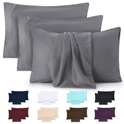 Image de Utopia Bedding Taies d&#039;oreiller 40 x 60 cm Lot de 4 en Microfibre Polyester brossé avec Fermeture par enveloppe Gris
