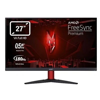 Image de Acer Nitro KG272S3bmiipfx Écran PC Gaming 27&quot; Full HD, 180 Hz (1920x1080, 16:9, FreeSync, 1ms VRB, 250 Nits, Comfyview, BlueLightShield Pro 2xHDMI 2.0/1xDP 1.2) Moniteur Inclinable, Couleur Noir