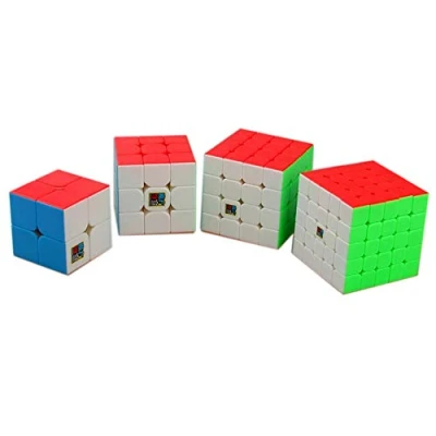 Image de Gobus MoYu MoFangJiaoShi Cubing Classroom Meilong Series Magic Cube 2x2 3x3 4x4 5x5 Puzzle Cubes Set, Pack de 4 Collection Gift Packing Set (Stickerless)