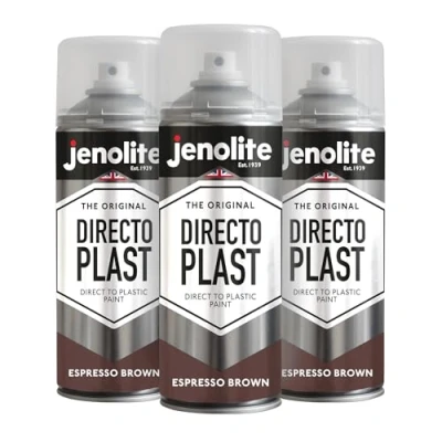 Image de JENOLITE Directoplast Peinture en aérosol brillante BRUN EXPRESSO 3x400 ml multi surfaces Pour tous types de plastique Aucun apprêt requis Ral 8017