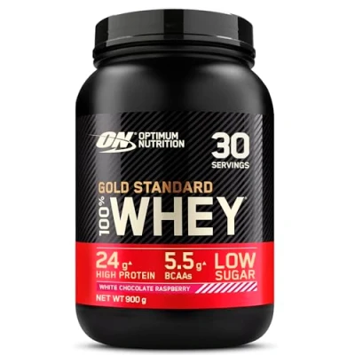 Image de Optimum Nutrition Gold Standard 100% Whey Chocolat blanc Framboise (900 g)