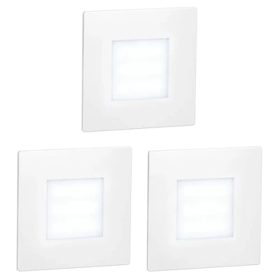 Image de ledscom.de 3 pièces Lumière d&#039;escalier LED/lampe murale encastrée FEX pour l&#039;intérieur et l&#039;extérieur, carrée, 85 x 85mm, blanc froid
