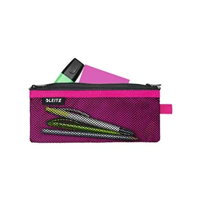 Image de Leitz WOW Trousse de Voyage, Résistante à l&#039;Eau, Transparente, Idéale pour une Organisation et un Rangement Visuels, Moyenne (A5) Rose