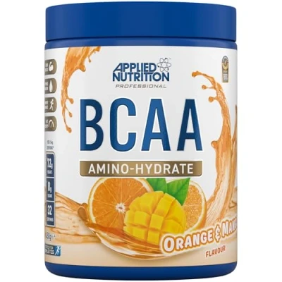 Image de Applied Nutrition Amino Hydrate BCAA en Poudre, Complément d&#039;Acides Aminés à Chaîne Ramifiée, Poudre Essentiels, Boisson Énergétique (450g, Orange &amp; Mango)