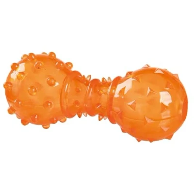 Image de TRIXIE Haltère à friandises pour chiens, 34930, orange, 12 cm, caoutchouc, peut être rempli de friandises, deux ouvertures
