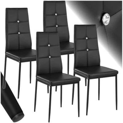 Image de TecTake® Lot de 4 Chaises Salle à Manger Moderne Chaise Ergonomique Rembourrée Confortable Design en Cuir synthétique Meuble Salon avec Pieds Acier pour Salon, Coiffeuse, Chambre