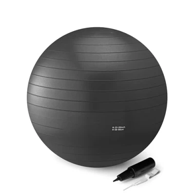 Image de Amazon Basics Ballon d&#039;exercice de Yoga, 58 66 cm diamètre, Noir