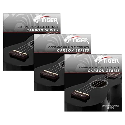 Image de TIGER UAC14 CBN 3 Jeu de cordes fluorocarbone pour ukulélé Soprano et Concert Ukes Noir Lot